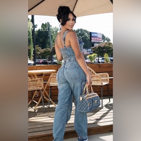 Zara Blue Denim Jumpsuit - Picture 3 of 7